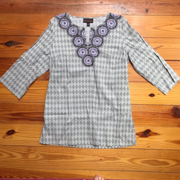 Dana Bachman Purple Embroidered Tunic Top, EUC, L - Picture 3 of 15